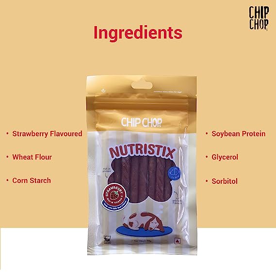 Chip Chops Nutristix Strawberry Flavor Treat For Dogs 70g