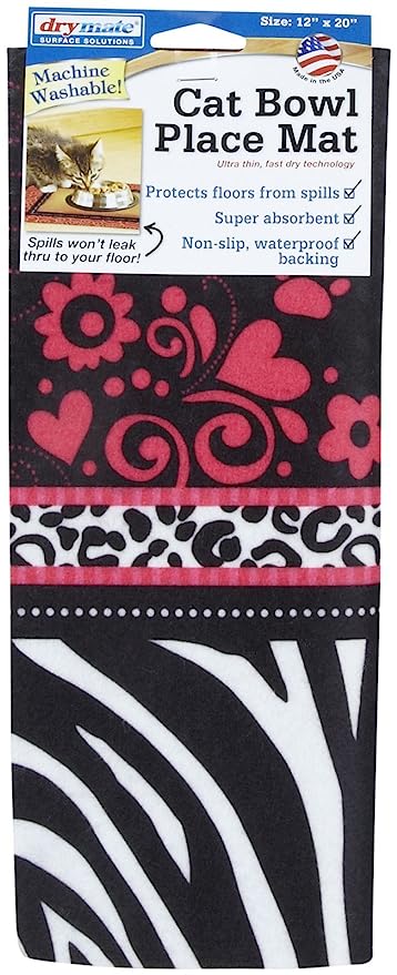 Drymate Pet Bowl Placemat Cat Food Feeding Mat Absorbent Fabric Waterproof Machine Washable - Good Kitty 20" x 28"