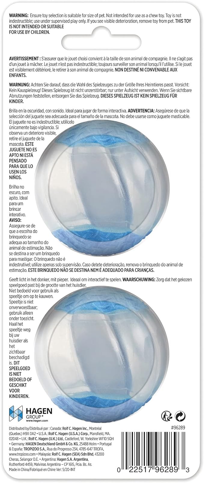 Zeus Duo Ball Toy with Squeaker & Glow