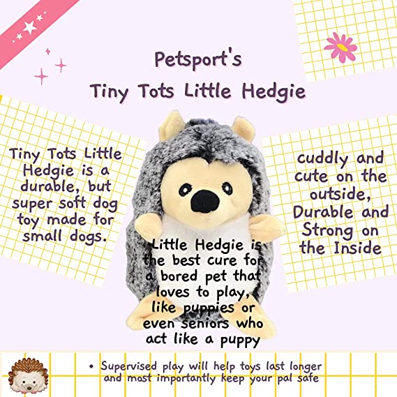 Petsport Tiny Tots Little Hedgie Plush & Squeaker Toy For Dogs 11.94cm