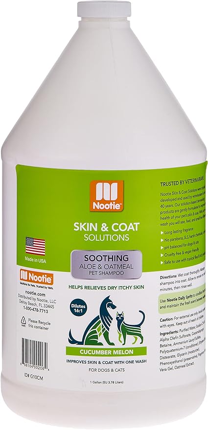 Nootie Soothing Aloe & Oatmeal Cucumber Melon Shampoo For Dog & Cat 3.78L