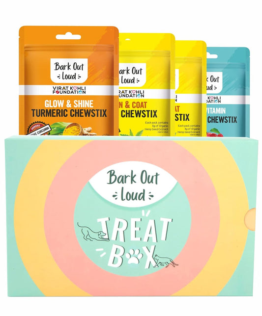 Vivaldis Bark Out Loud Treat Box Contains 4 Delicious chew Stick For Dogs & Cats 100g
