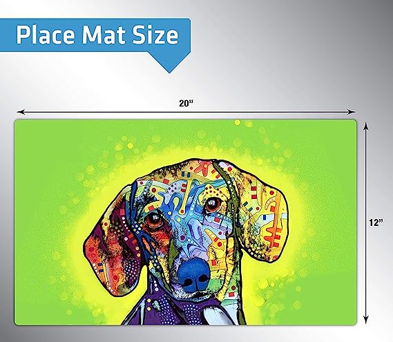 Drymate Pet Bowl Placemat Dog Food Feeding Mat Absorbent Fabric Waterproof Machine Washable - Dachshund 12" x 20"