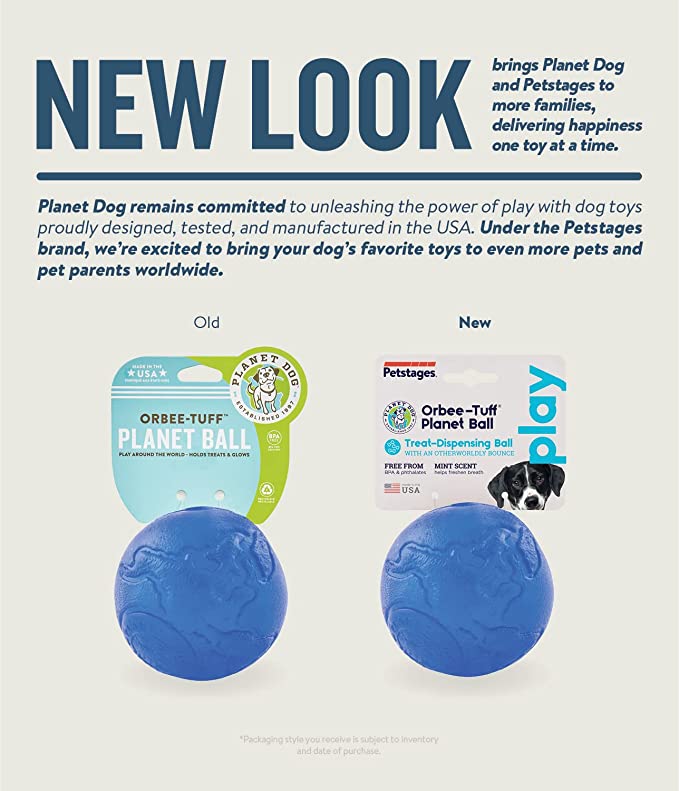 Petstages Orbee Tuff Planet Treat Dispenser Ball Royal Blue For Dogs