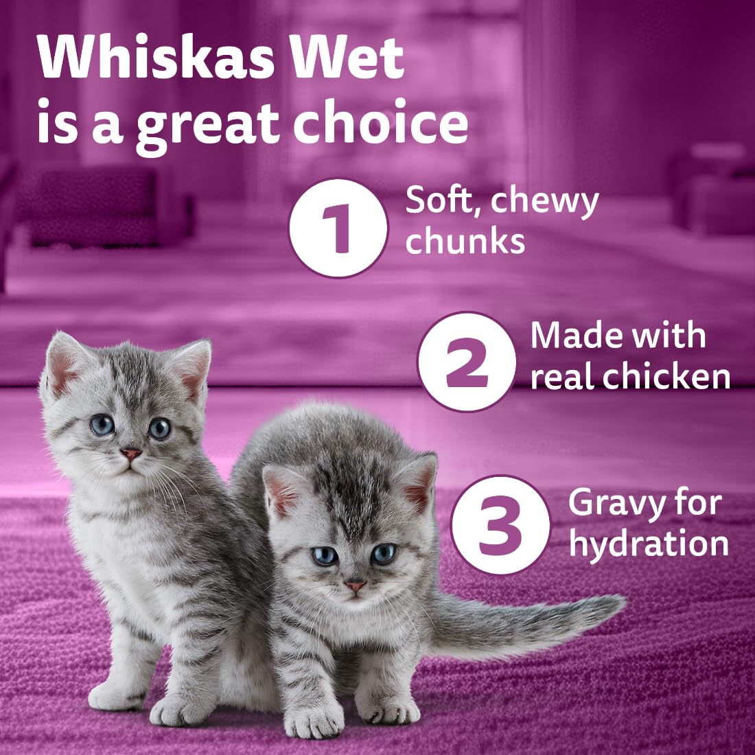 Whiskas Tasty Mix Chicken Tuna With Sweet Potato In Gravy Wet Food For Junior (2-12 Months) Kitten 70 gm