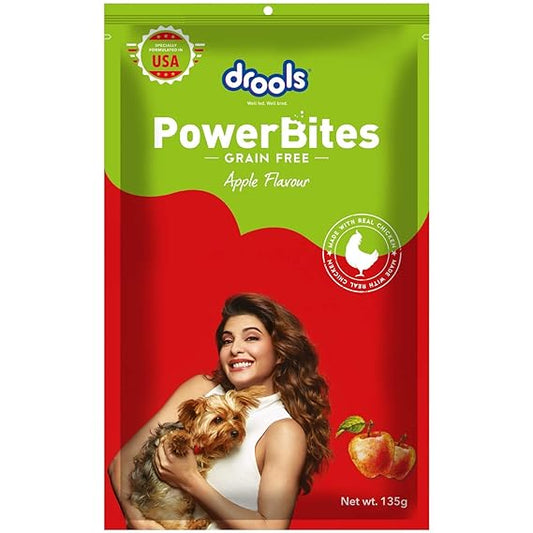 Drools Power Bites Apple Flavour With Real Chicken Grain Free Treat For Dogs 135gm (Pack of 3)