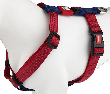 Gigwi Classic Line Secure H-Harness Reflective Material Breathable & Lightweight Harness For Dogs 20mmx40-70cm Red (Large)