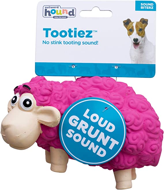 Outward Hound Tootiez Sheep Latex Rubber Dog Toy Small Pink 14x7cm