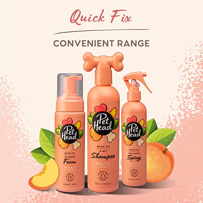 Pet Head Quick Fix Dry Clean Spray Peach with Argan Oil 300ml