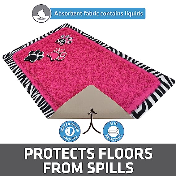 Drymate Pet Bowl Placemat Dog & Cat Food Feeding Mat Absorbent Fabric Waterproof Backing Slip-Resistant Machine Washable 12" x 20"