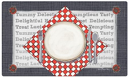 Drymate Pet Bowl Placemat Dog & Cat Food Feeding Mat Absorbent Fabric Waterproof Machine Washable Dinner Plate Pet Bowl Place Mat 12" x 20"