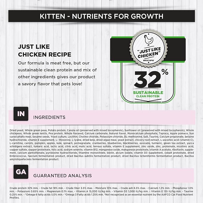 Nature's Hug Kitten Growth Vegan  & Plant Based | Vegetarian & Sustainable Based Cat Dry Food 1.81kg