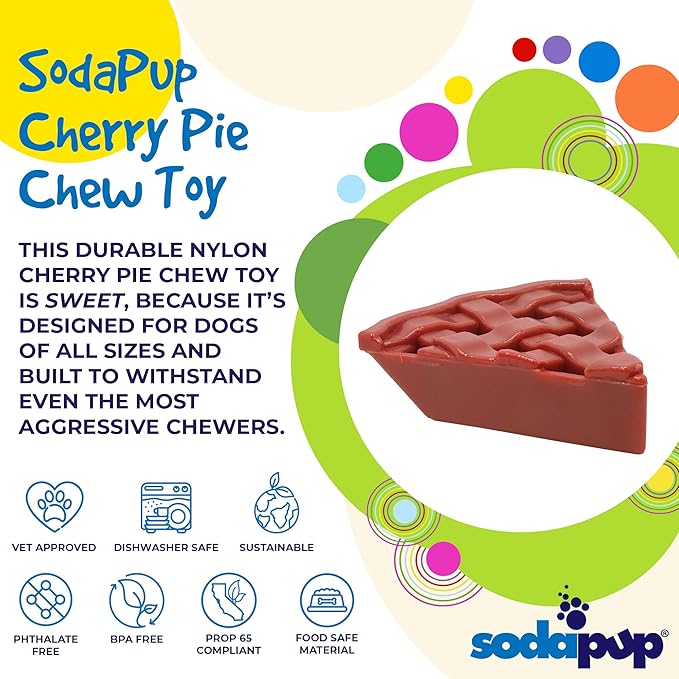 Sodapup Cherry Pie Chew & Treat Dispenser Large Red Dog Toy 20x11x3cm