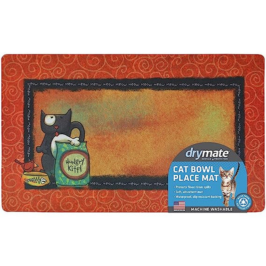 Drymate Cat Bowl with Place Mat in Hungry Kitty 12" x 20"