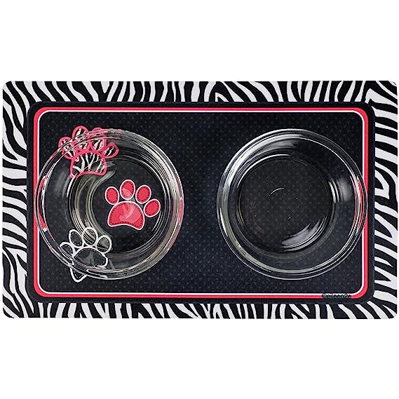 Drymate Dogs & Cats Food Feeding Mat Absorbent Fabric Waterproof Machine Washable - Zebra 12" x 20"