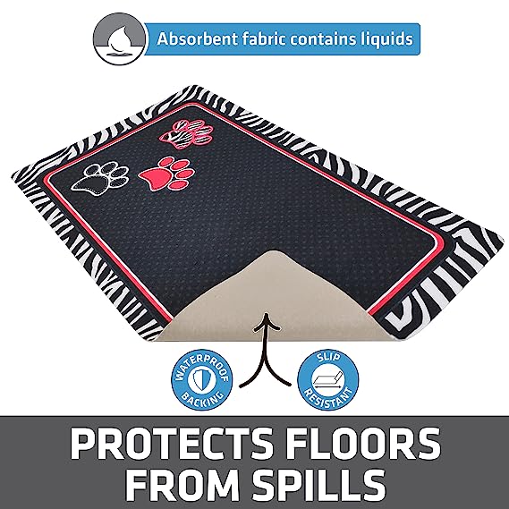 Drymate Dogs & Cats Food Feeding Mat Absorbent Fabric Waterproof Machine Washable - Zebra 12" x 20"