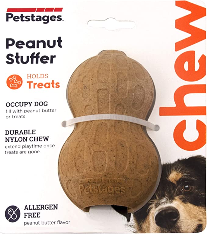 Petstages Peanut Stuffer Dog Toy Medium Brown 11x8cm