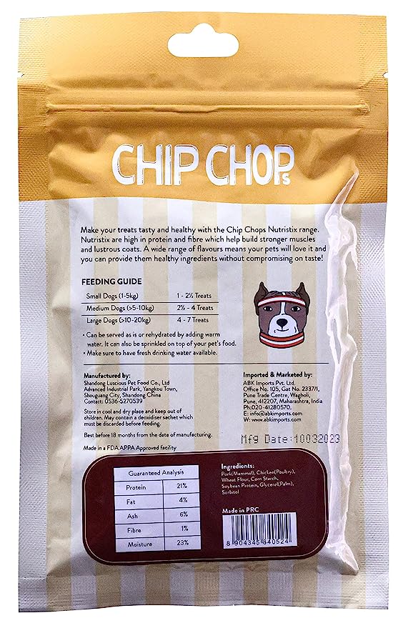 Chip Chops Nutristix Bacon Flavor Treat For Dogs 70g