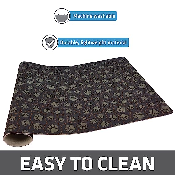 Drymate Pet Bowl Placemat Dogs & Cats Food Feeding Mat Absorbent Fabric Waterproof Machine Washable - Paw Path Tan 16" x 28"