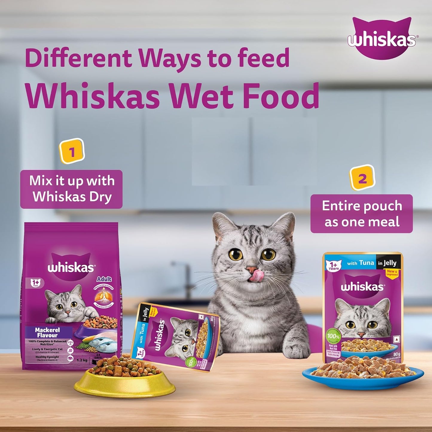 Whiskas Adult (1+ year) Tuna in Jelly Wet Cat Food 80g