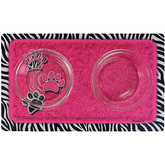 Drymate Pet Bowl Placemat Dog & Cat Food Feeding Mat Absorbent Fabric Waterproof Backing Slip-Resistant Machine Washable 12" x 20"