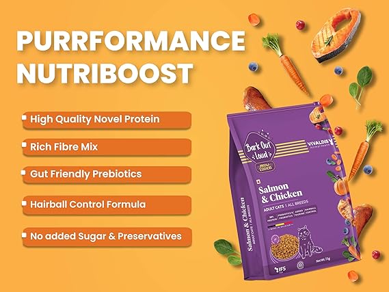 Vivaldis Bark Out Loud Salmon & Chicken Adult Cat Dry Food 1kg