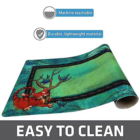 Drymate Cat Bowl Placement & Litter Mat Tree Kitty Design 20" x 28"