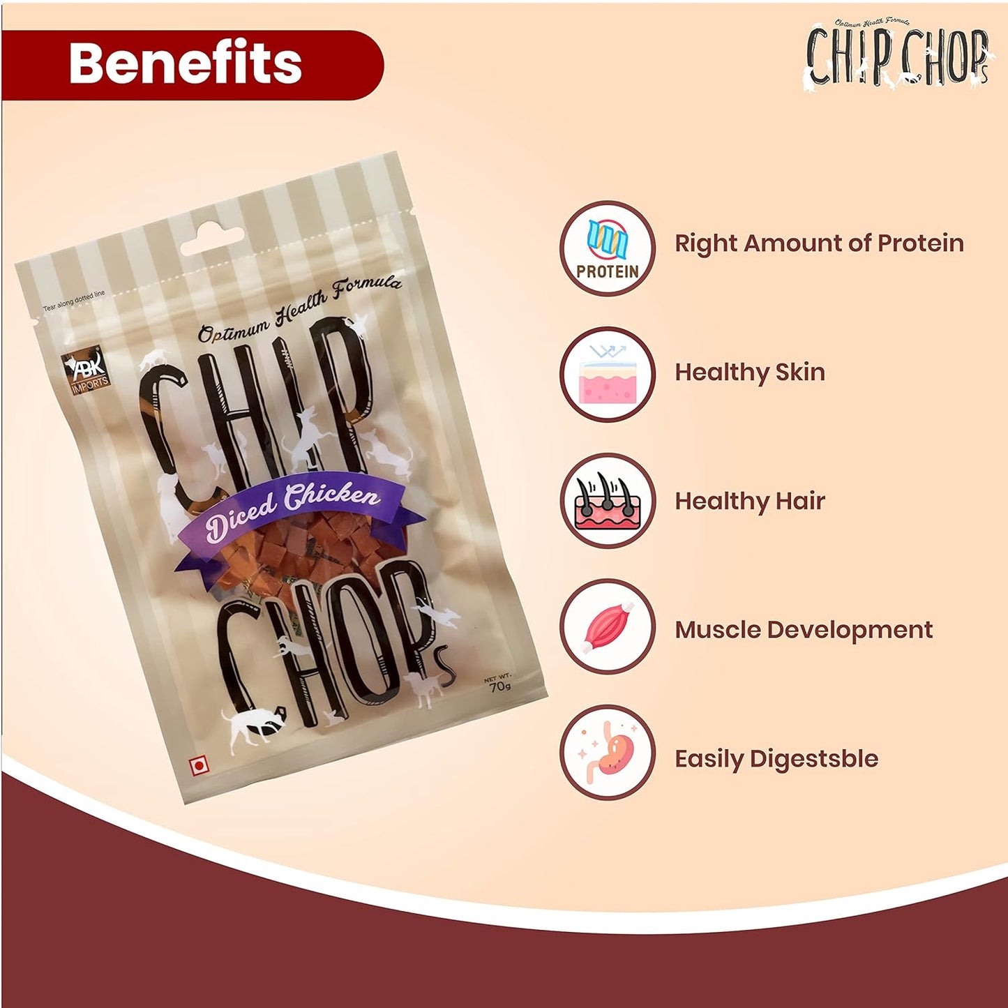 Chip Chops Diced Chicken Treats 70gm