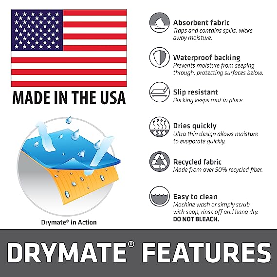 Drymate Pet Bowl Placemat Dog Food Feeding Mat Absorbent Fabric Waterproof Machine Washable - Swirl Border Design