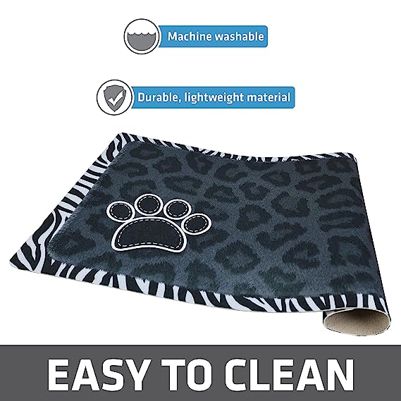 Drymate Pet Bowl Placemat Dog & Cat Food Feeding Mat Absorbent Fabric Waterproof Backing Slip-Resistant Machine Washable 12" x 20"