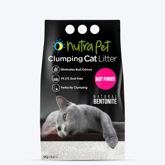 Nutra Pet Clumping Cat Litter Baby Powder Natural Bentonite 5kg