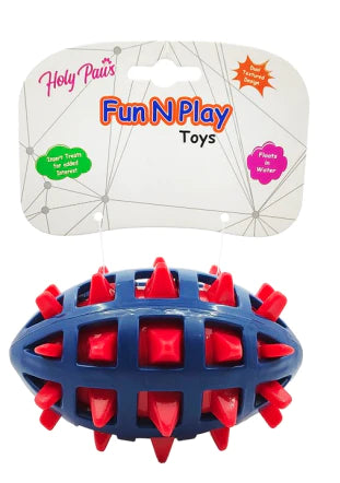 Holy Paws Fun N Play Spike Rugby Toy For Dogs Assorted