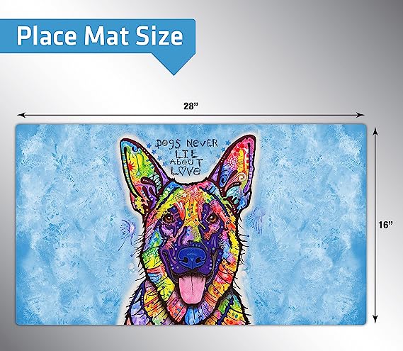 Drymate Pet Bowl Placemat Dogs & Cats Food Feeding Mat Absorbent Fabric Waterproof Machine Washable - Dogs Never Lie 16" x 28"