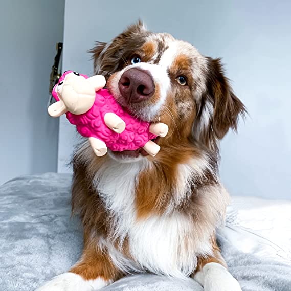 Outward Hound Tootiez Sheep Latex Rubber Dog Toy Small Pink 14x7cm