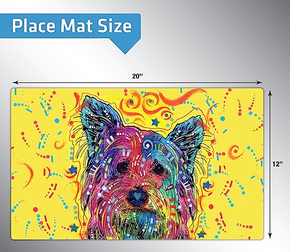 Drymate Pet Bowl Placemat Dog Food Feeding Mat Absorbent Fabric Waterproof Machine Washable - York I 12" x 20"