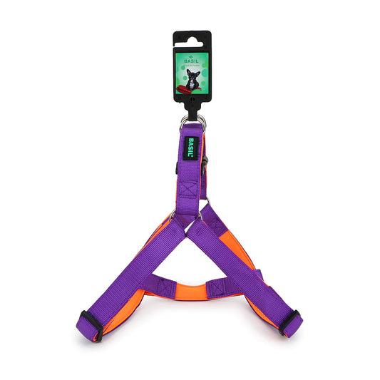 Basil Padded Adjustable Harness for Dogs & Puppies Purple/Orange
