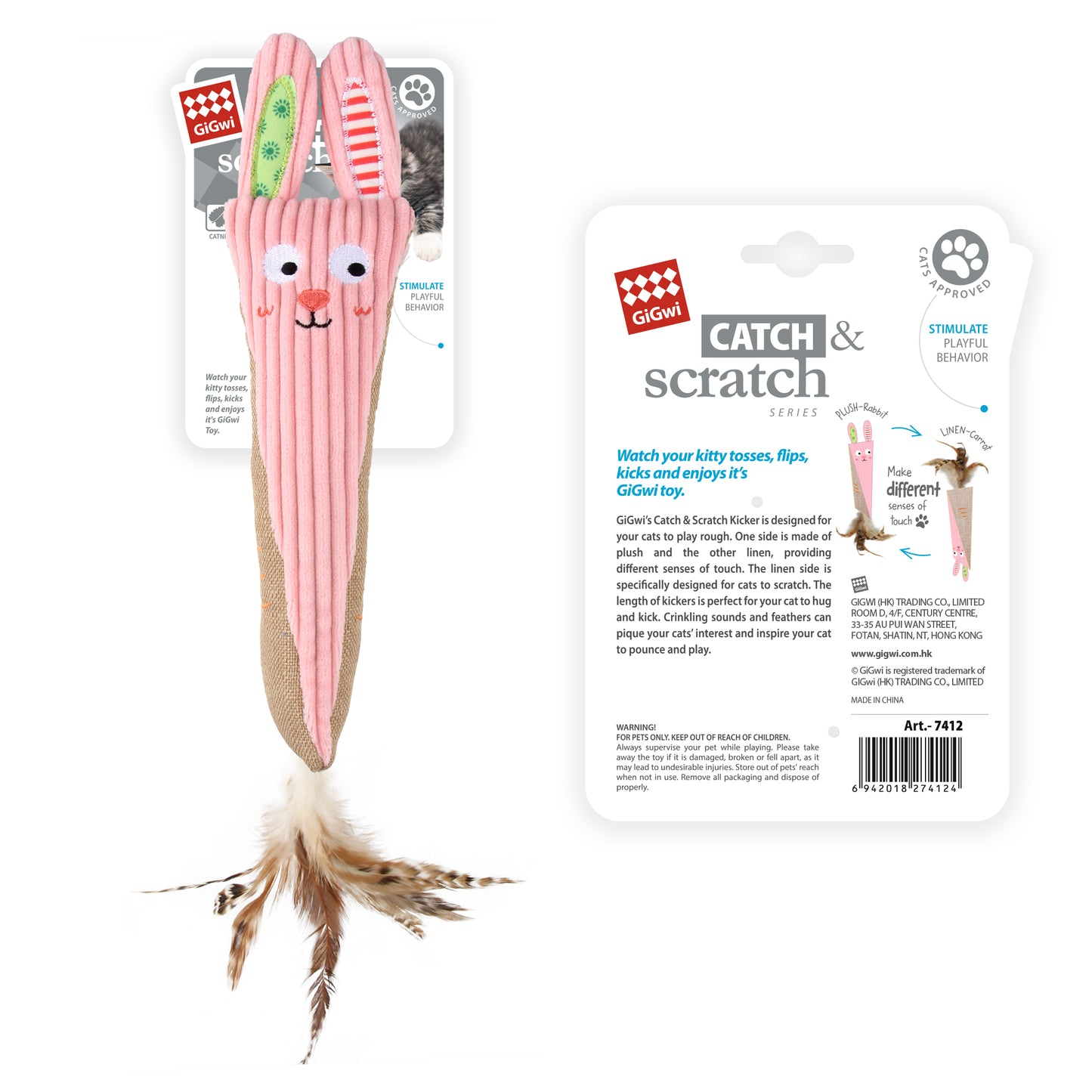 Gigwi Rabbit Kicker Cat Toy