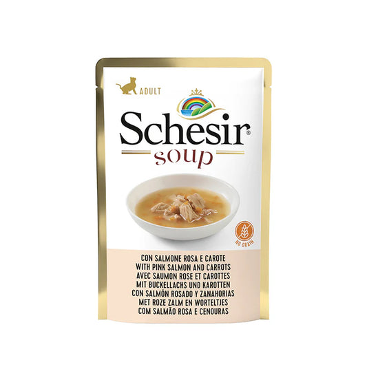 Schesir Pink Salmon & Carrot Cat Soup For Adult Cat No Grain 85g