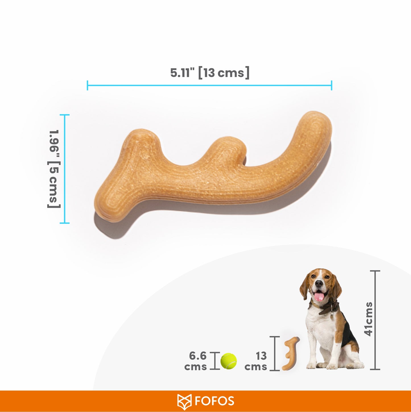 FOFOS Wood play Antler Dog Toy 5x2xl3 cm