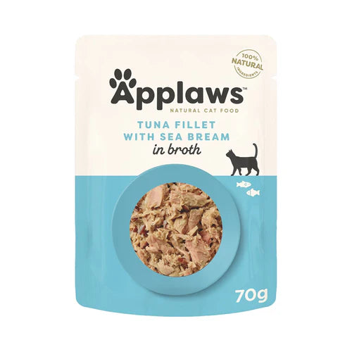 Applaws Pouch Tuna Fillet with Sea Bream in Broth Cat Wet Food 70gm
