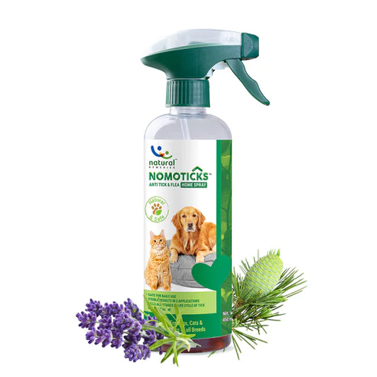 Natural Remedies Nomoticks Anti Tick & Flea Home Spray For Dogs & Cats of all Breeds 450ml