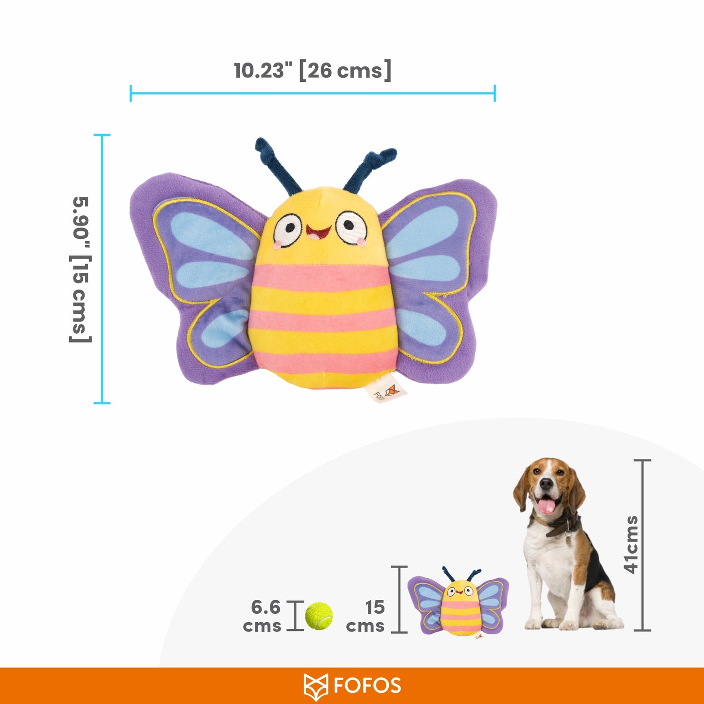FOFOS Garden Butterfly Dog Toy 26 x 6 x 15 cm