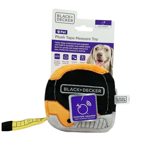 Black+Decker/ Kensie 3D Ballistic Toy Plush & Squeaker Tape Measure 11.43cm x 11.43cm x 6.35cm