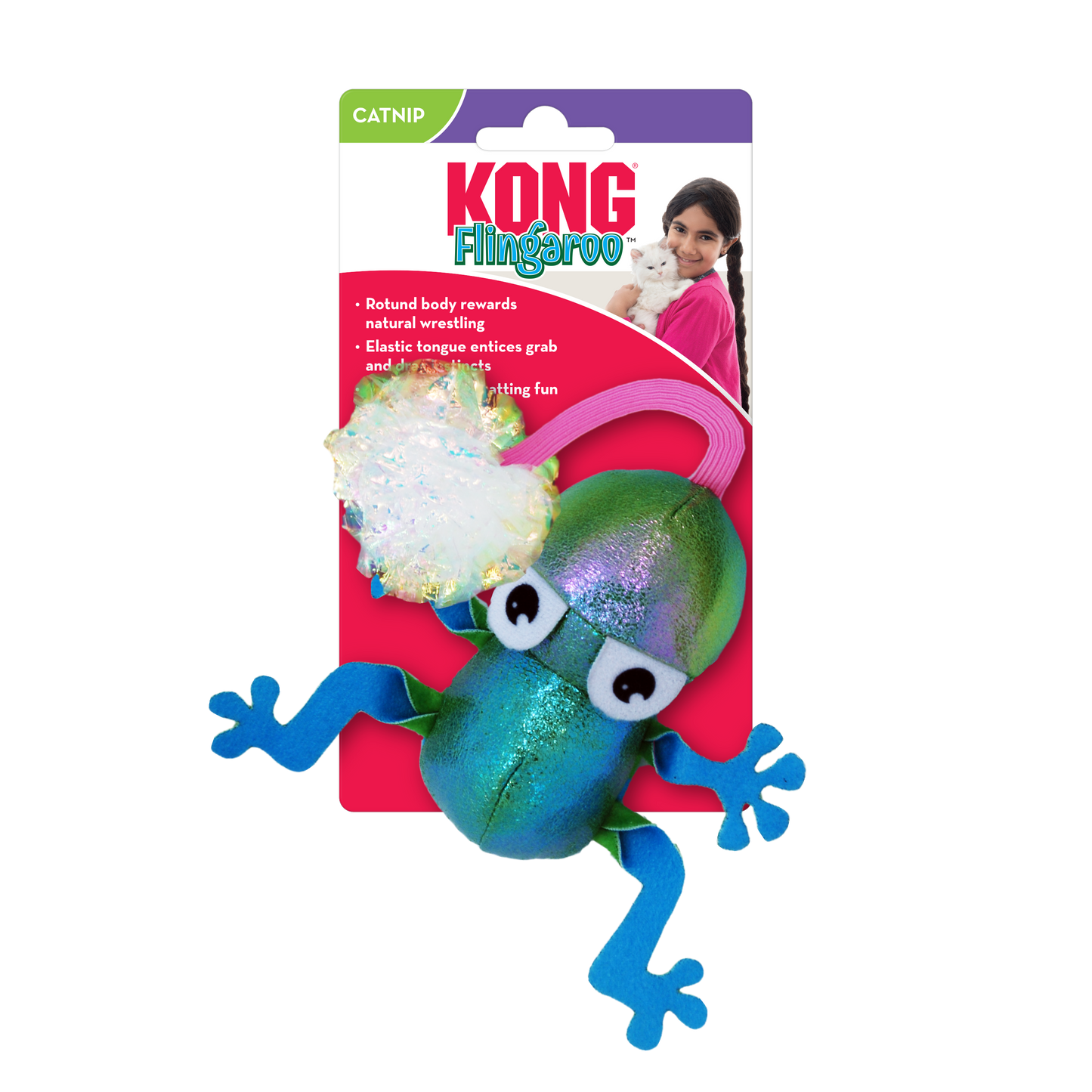 Kong Flingaroo Frog Toy For Cats 21.08x21.08x27.95cm