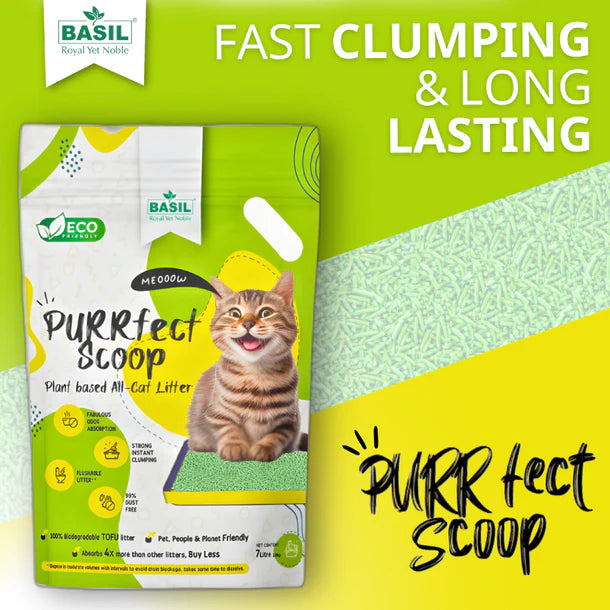 Basil PURRfect Scoop Cat Litter Eco-Friendly & Biodegradable Milk TOFU Cat Litter 7Ltr (2.6kg)