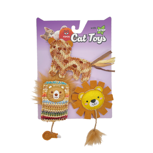 FOFOS Catnip Interactive Chic Cat Toy 3pk - Yellow Brown 12x1.5x17.5cm