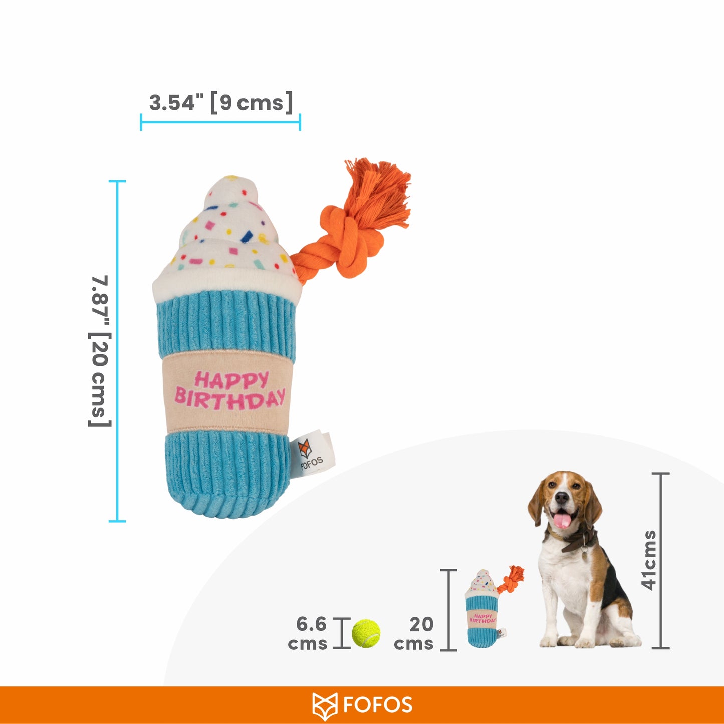 FOFOS Birthday Drink Dog Toy 9x8x20cm
