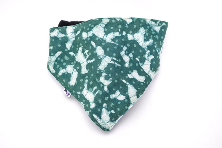 Hriku Organic Cotton Dog Bandana Dabu Print Green Large