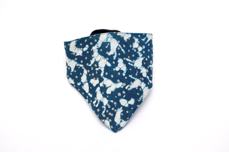 Hriku Organic Cotton Dog Bandana Dabu Print Blue Large