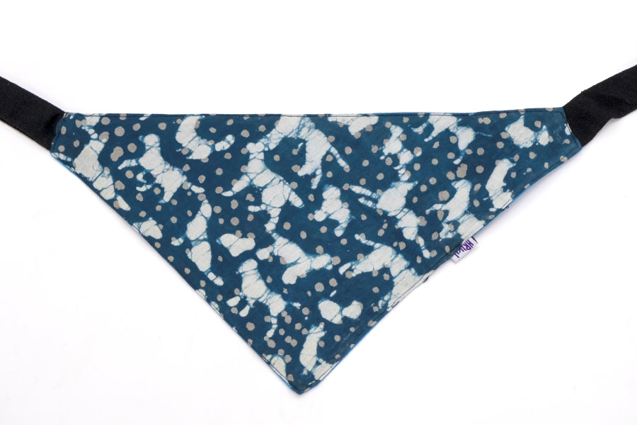 Hriku Organic Cotton Dog Bandana Dabu Print Blue Large